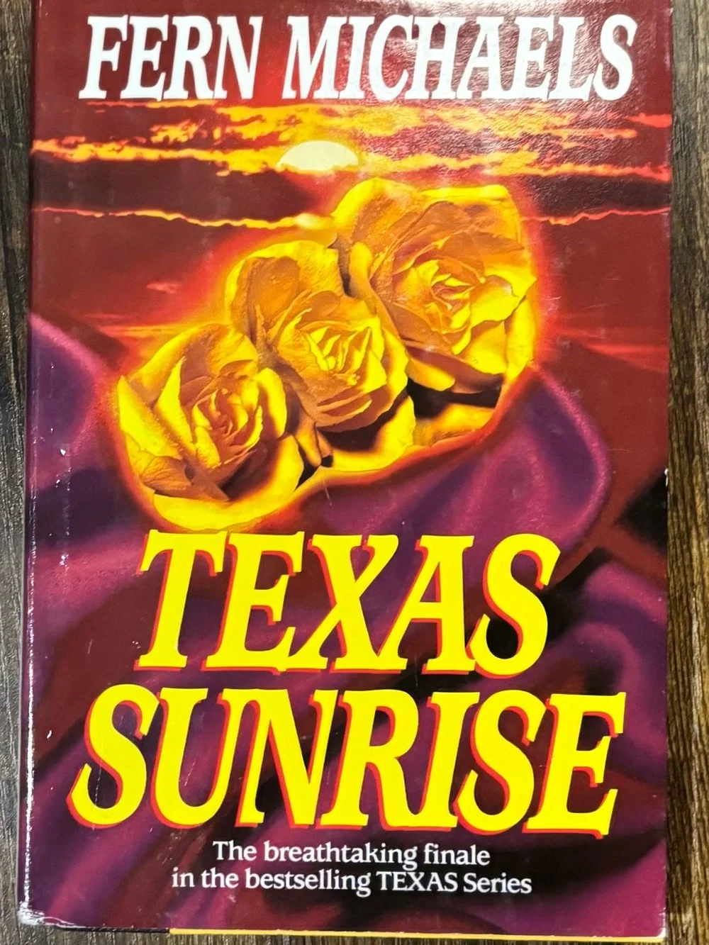 Texas Sunrise by Fern Michaels - Bold Yellow & Deep Red Cover
